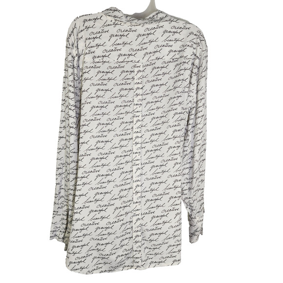 Chicos Womens Shirt Button Up Long Sleeve White Black Graphic Script US 16/18 - Picture 2 of 11